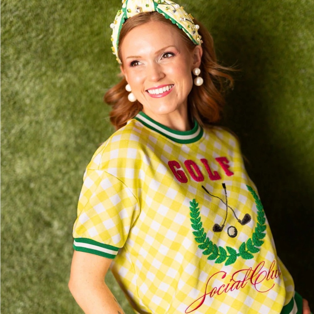 Golf Club Yellow and Green Women's Checkered Tee